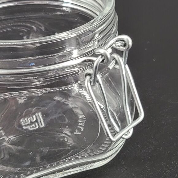 Fido Bormioli Rocco Wire Hinged Clear Glass 1/2 L Jar Made in Italy - Picture 5 of 7
